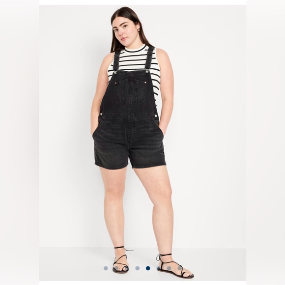 NWT Old Navy Slouchy Jean Shortalls XL - Picture 1 of 11